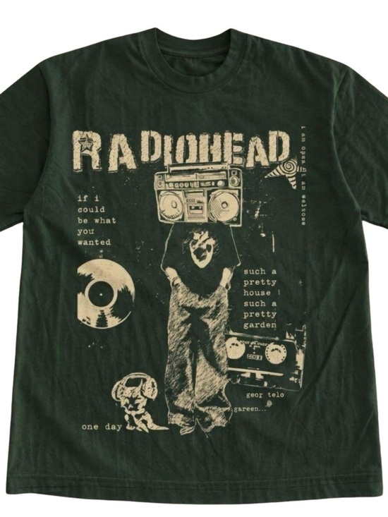 Gildan Tops - Gildan Forest Green Radiohead Graphic Tee, Music Shirt